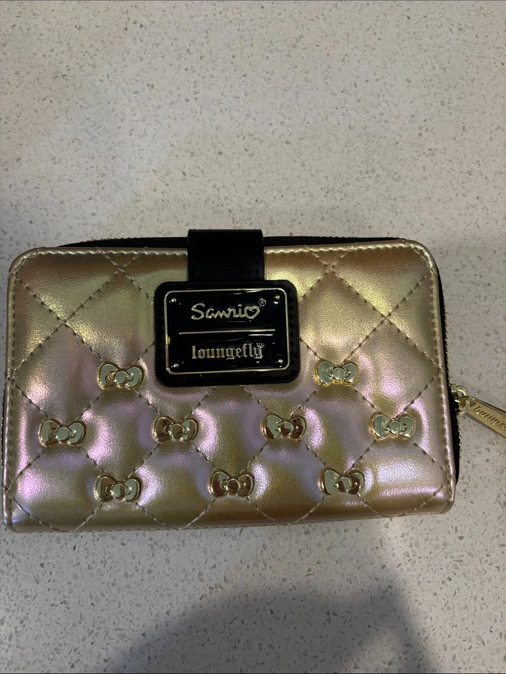 Loungefly Sanrio Hello Kitty Iridescent Gold Mini Backpack and Wallet Set NWT